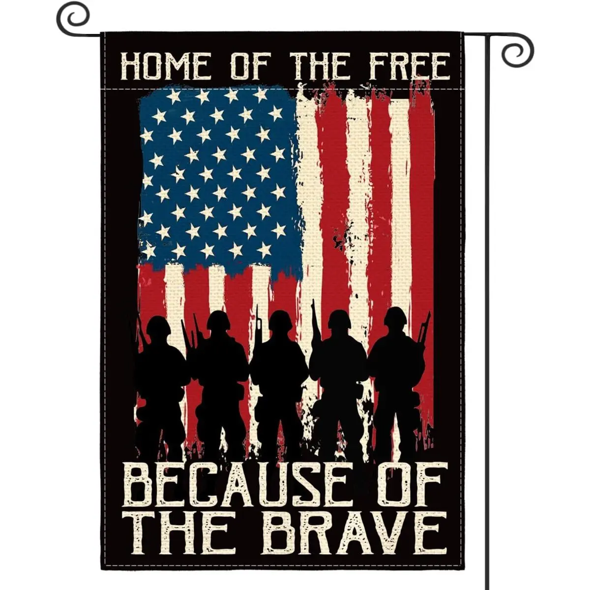 12x18in Double-Sided Vintage Patriotic Garden Flag with Pole-Fit Sleeve, "Home of the Free Because of the Brave" American Display Festive Flag for Veterans Day, Memorial Day, Fourth of July Yard Decor