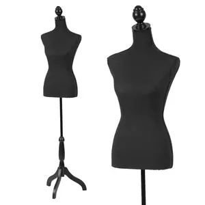 Black Female Dress Form Manikin Body 60-67 Inch Height Adjustable with Tripod Stand for Sewing, Jewelry, and Market Shop Display