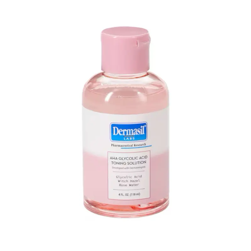Dermasil Labs AHA Glycolic Acid Toning Solution for Skin Repair with Witch Hazel & Rose Water 4 FL OZ