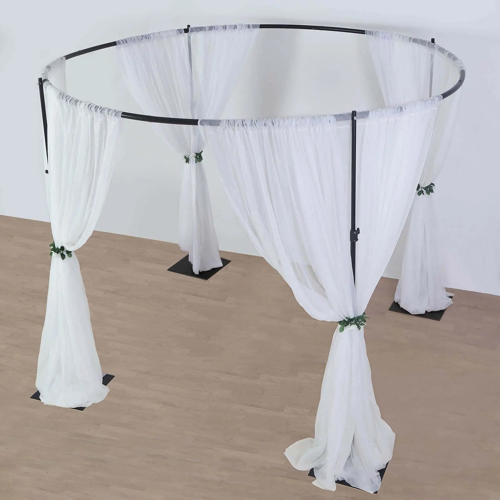 10ft Adjustable 4-Post Black Metal Circular Archway Canopy Frame Chuppah - C Stand Metal Frame with 180-Degree Vertical Pole, Party Decor, Photoshoot Backdrop, Festive Backdrops & Banners