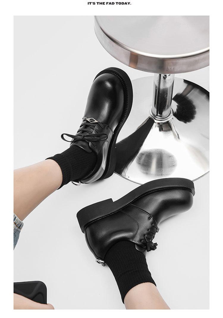 Retro low-top work shoes for men, casual leather shoes with hidden internal lift, new outdoor hiking thick-soled shoes, all-season retro functional casual shoes