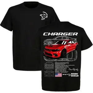 🔥 TikTok Shop Deals| Dodge Charger Hellcat Graphic Tee🏎️ Viral Vintage Streetwear Unisex Y2K T-Shirt, 100% Breathable Soft Cotton Summer Outfits, Perfect Mopar Merch & Guys Gift🐈‍⬛