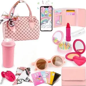 Simulation Girls Handbag Toy, 1 Box Pretend Play Phone & Wallet & Makeup Toy & Other Accessories, Birthday Gift for Girls, Kids Vanity