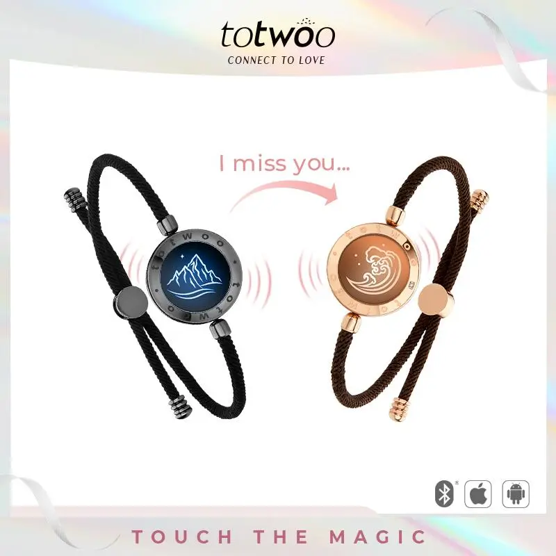 【emotional smart jewelry】totwoo Mountain&Sea  Long Distance Touch Bracelets  Functional Love Connect Gift For Boyfriend or Girlfriend or your Family