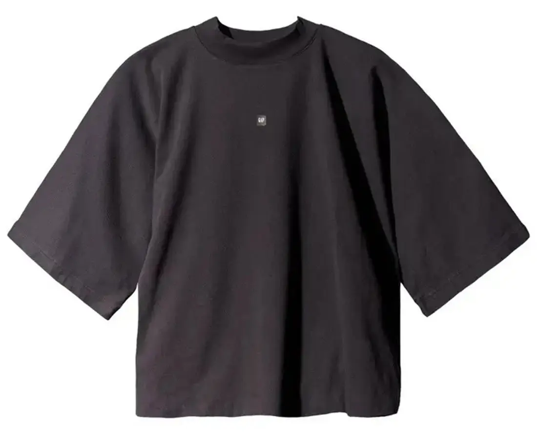 Women's Yeezy Gap Logo No-Seam Casual Round Neck Short-Sleeve T-Shirt, Basic Daily Top, Black, Plain