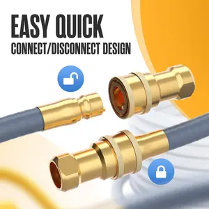 Houseables Natural Gas Hose, Natural Gas Line, Flexible, CSST, 1/2 Inch, Quick Connect For Outdoor Grill, BBQ, Generator, Patio Heater, Appliance, Propane, Oven, CSA, Male to 3/8 Female Adapter, 36 FT