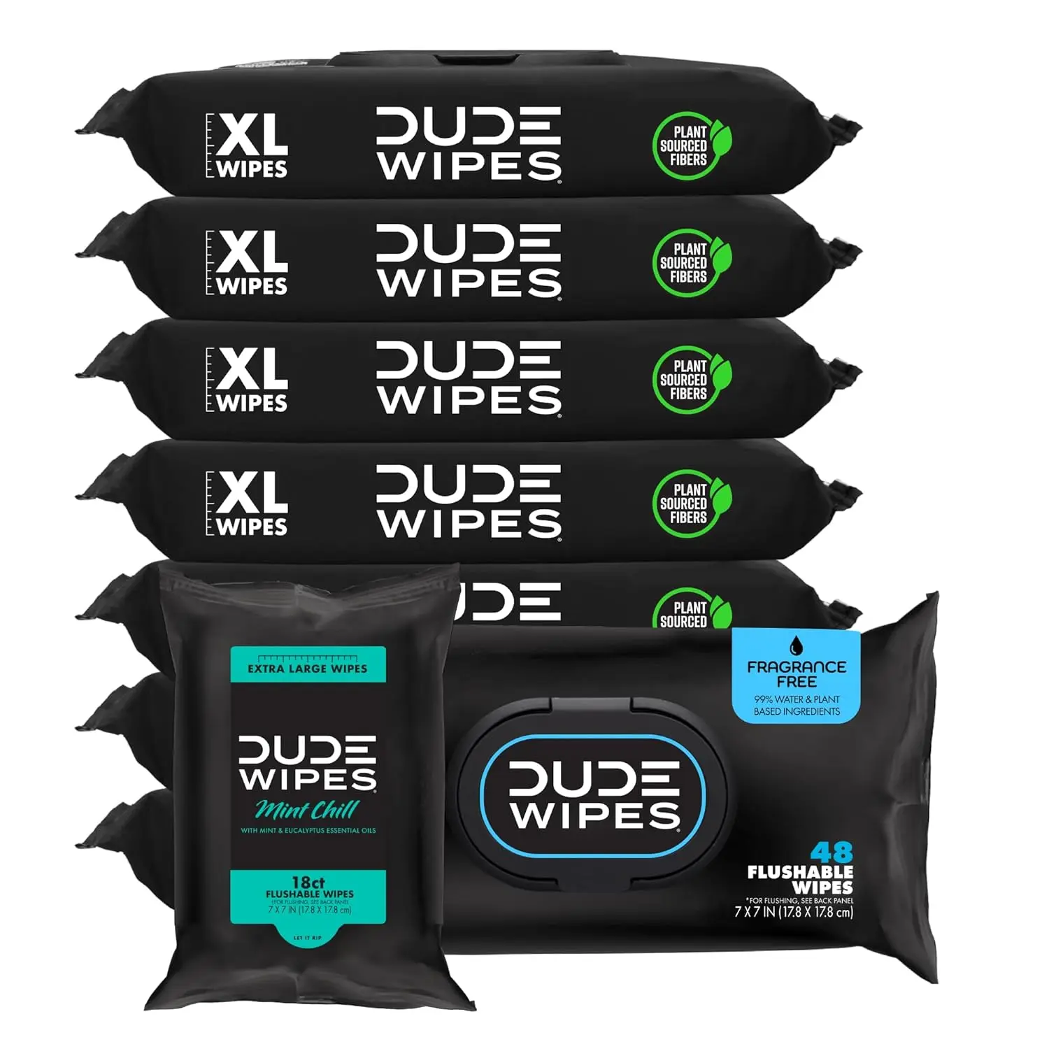 (Select for More Options) DUDE Unscented Adult Flushable Wipes and Mint Travel Pack, 402 Count | 8 packs of 48 extra large unscented flushable butt wipes plus 18 mint travel wipes. 99% water, vitamin E, aloe. Septic safe. Toilet
