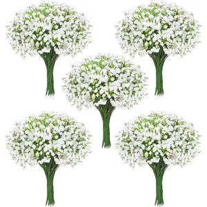100Pcs Babys Breath Artificial Flowers-Gypsophila Babys Breath Flowers Artificial Bulk-White Real Fake Flowers for Wedding Home