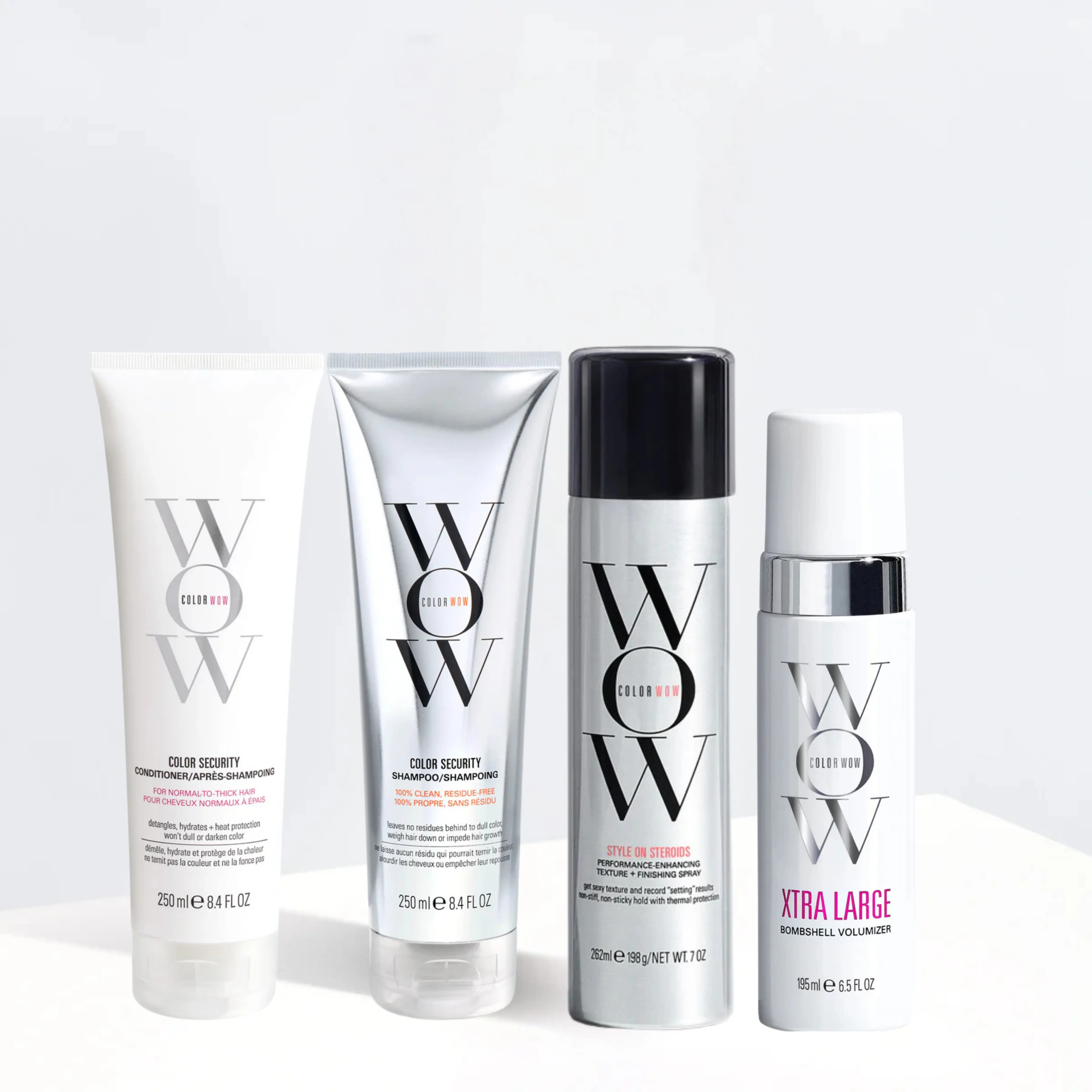 Color Wow Volume Blowout Routine Bundle | Shampoo, Conditioner, Volumizer & Texture Spray for Fine, Flat Hair