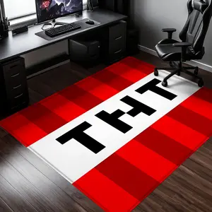 1pc Tnt Gaming Block Print Rug, Cool Style Carpet for Esports Room, Game Zone, American Trend Home Decor, Polyester Fiber Indoor Mat