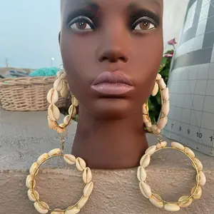 Cowrie Shell Bohemian Hoop Earrings