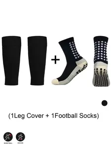 Men's outdoor soccer sports Cross Grip Socks with 2-piece shin guard set, breathable, sweat-absorbent, comfortable, and non-slip. Suitable for daily workouts, basketball, soccer, and various other sports activities. Athletic Grip Sock Anti Slip Socks