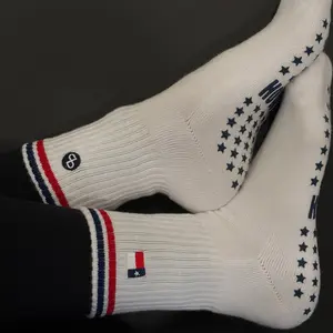 Texas Flag Grip Sock - Embroidered Cotton Pilates Barre Yoga Socks with "Howdy" Grips