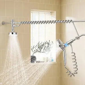 Shower  with  Handheld, High  Double Shower  for Two People Rod, 2 Showerhead System for Couples, Adjustable Slider, Renter-Friendly, -Like,  for Women Men,