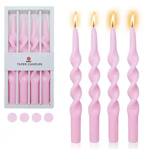 Valentine's Day Hanukkah Fragranceless Tapered Candle Pink Candlestick 4 candle sticks Date Dinner Family Wedding Party Table Family candles, candle set combination