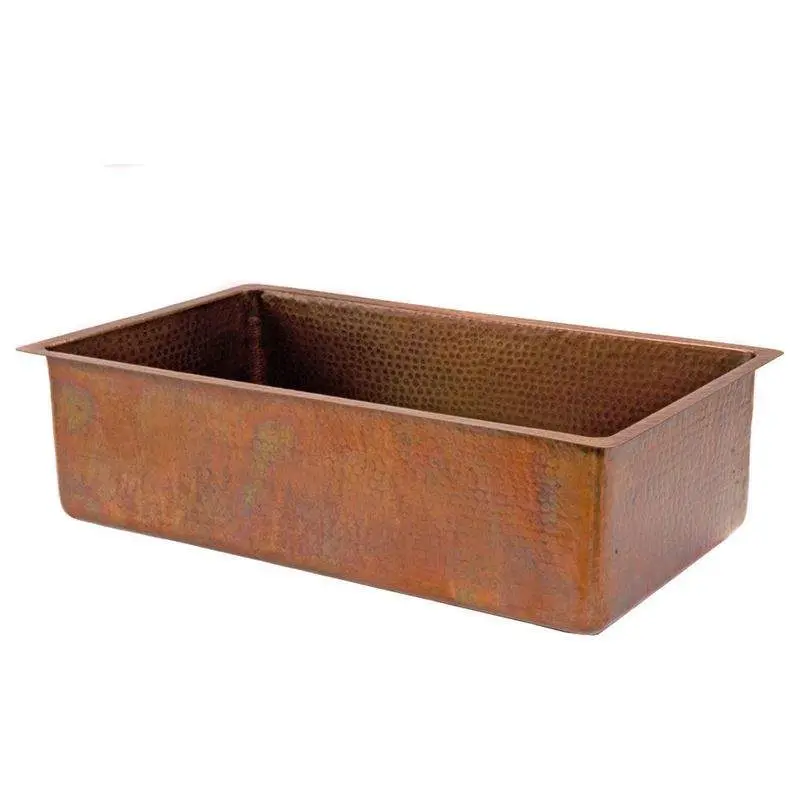 33" Antique Hammered Copper Kitchen Single Basin Sink