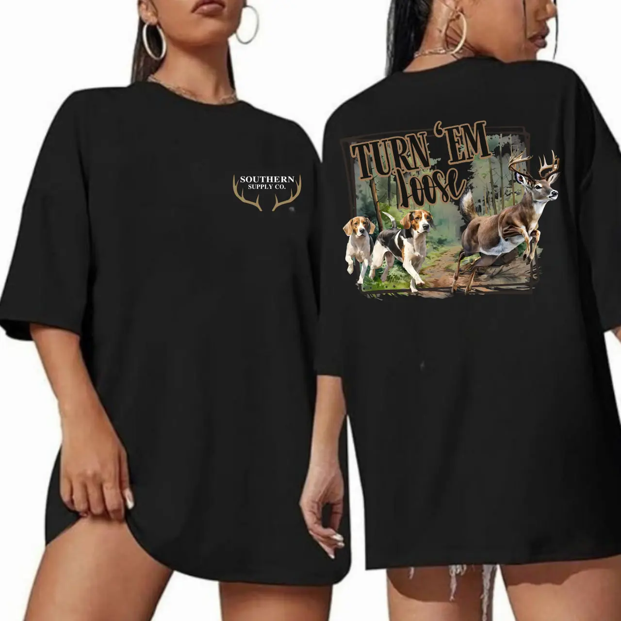 Turnem Dog Deer Hunting 2 Sided Tshirt - Daddy's Little Hunting Guide, Daddy's Boy, Unisex T-shirt