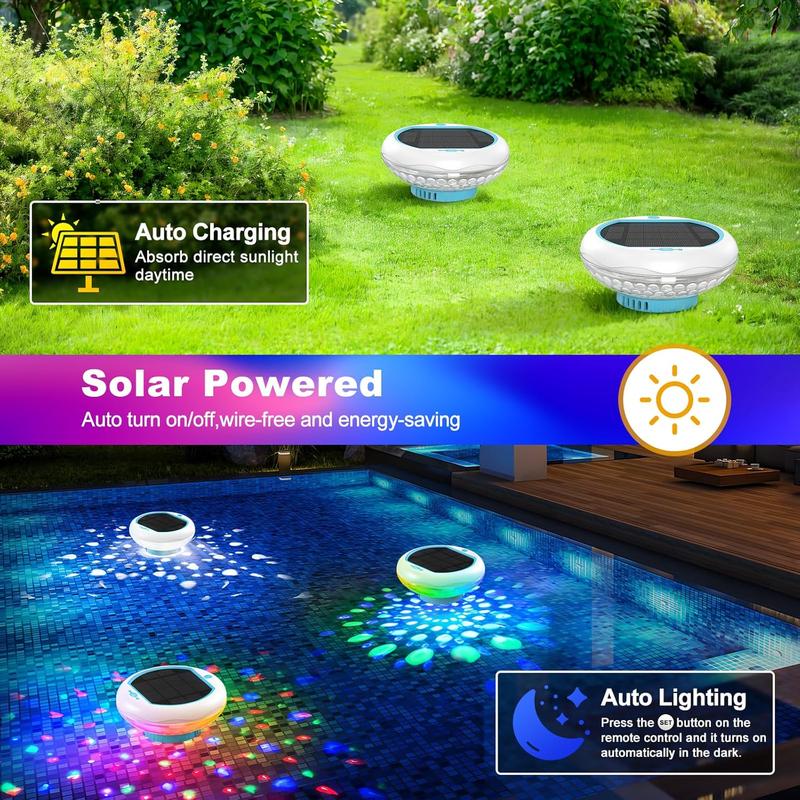 Solar Pool Chlorine Floater with Floating Pool Light, APP-Controlled Lights Adjustable Release Easy-Open Chlorine Floater Dispenser for Pool Large Capacity for 2 Tablets, Pool Lights That Float