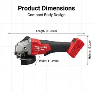 Milwaukee 18V Portable Brushless Angle Grinding Tool Matched With 125mm Disc Size
