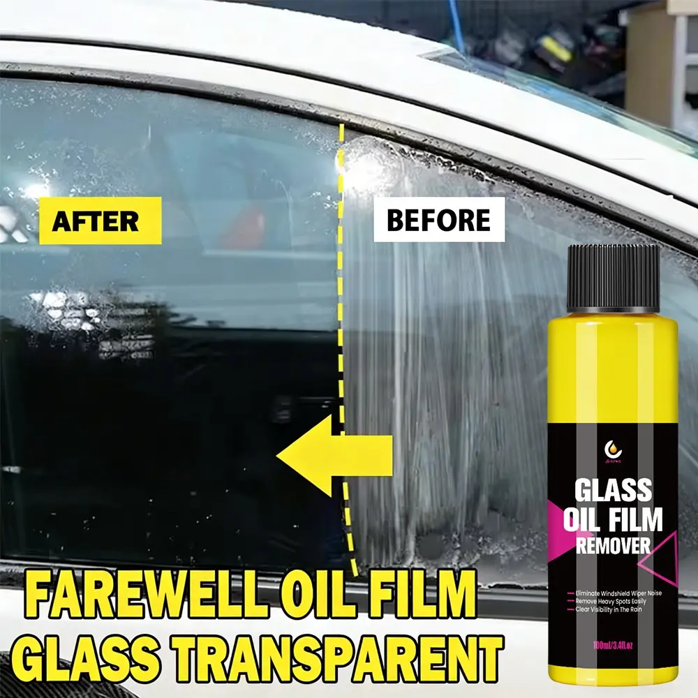 Windshield Oil Stain Remover, Improve Visibility Auto Glass Cleaner, Quick-Acting Windshield Degreaser, Easy-To-Operate Car Care Solution, Car Cleaning Agent, Car Cleaning Supplies, Auto Detailing Products
