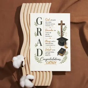 Christian Graduation Card with Bible Verse, Religious Faith Graduation Greeting Card for Graduate Student Gift