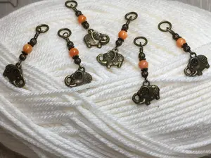 Antique Gold Elephant Stitch Markers- 6 Piece Set