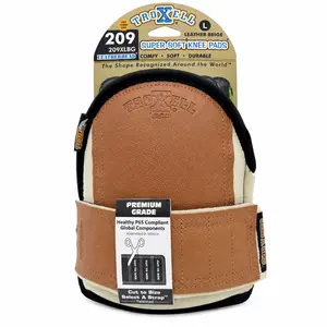 TROXELL USA SuperSoft Leatherhead Kneepads - (Large Size / Bagged in Pairs) - Comfortable, Adjustable, Washable Kneepads - Heavy Duty Construction Flooring Knee Pads for Tile Roofing Gardening Work | Adjustable Cut-to-Size Strap | All-Day Comfort