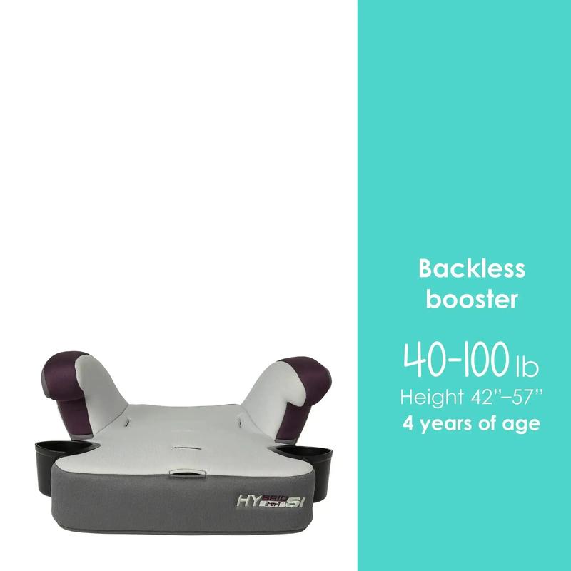 Baby Trend Hybrid SI 3-in-1 Booster Car Seat with Side Impact Protection & Reversible Inserts Forward Facing Cup Holders