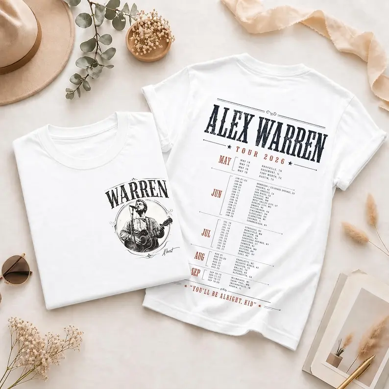 Alex Warren Tour 2026 Shirt, Country Music Concert Tee, Vintage Music Tour Shirt, Double Sided Graphic Tee, Retro Singer Tour T Shirt