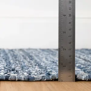 Denim Stone Blue Handwoven Cotton Rug 10x14