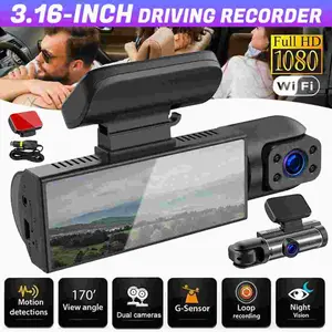 Dash Camera Front and Inside, WiFi,3.16inch Dash Cam 720P, G Sensor HD Night Vision Loop Recording Wide Angle Car DVR
