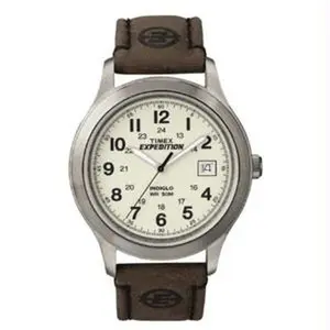 Timex Expedition Metal Field Watch - Full Size, Casual, Quartz, Quick-Date Feature, Shiny Durable Round Accessory Unisex Fashion Watch - Silver/Brown