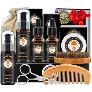 Beard Kit for Men Care w/Beard Conditioner, Wash, Oil, Balm, Brush, Comb,Birthday Fathers Valentines Gifts for Men Him Dad Husband Boyfriend Christmas Gifts Mens Stocking Stuffers