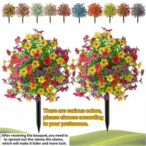 2 Sets Artificial Violet Decorative Flowers for Outdoor Indoor Garden Home Decor, UV Resistant Vibrant Colors, Patio Porch Use, 2026 New Model