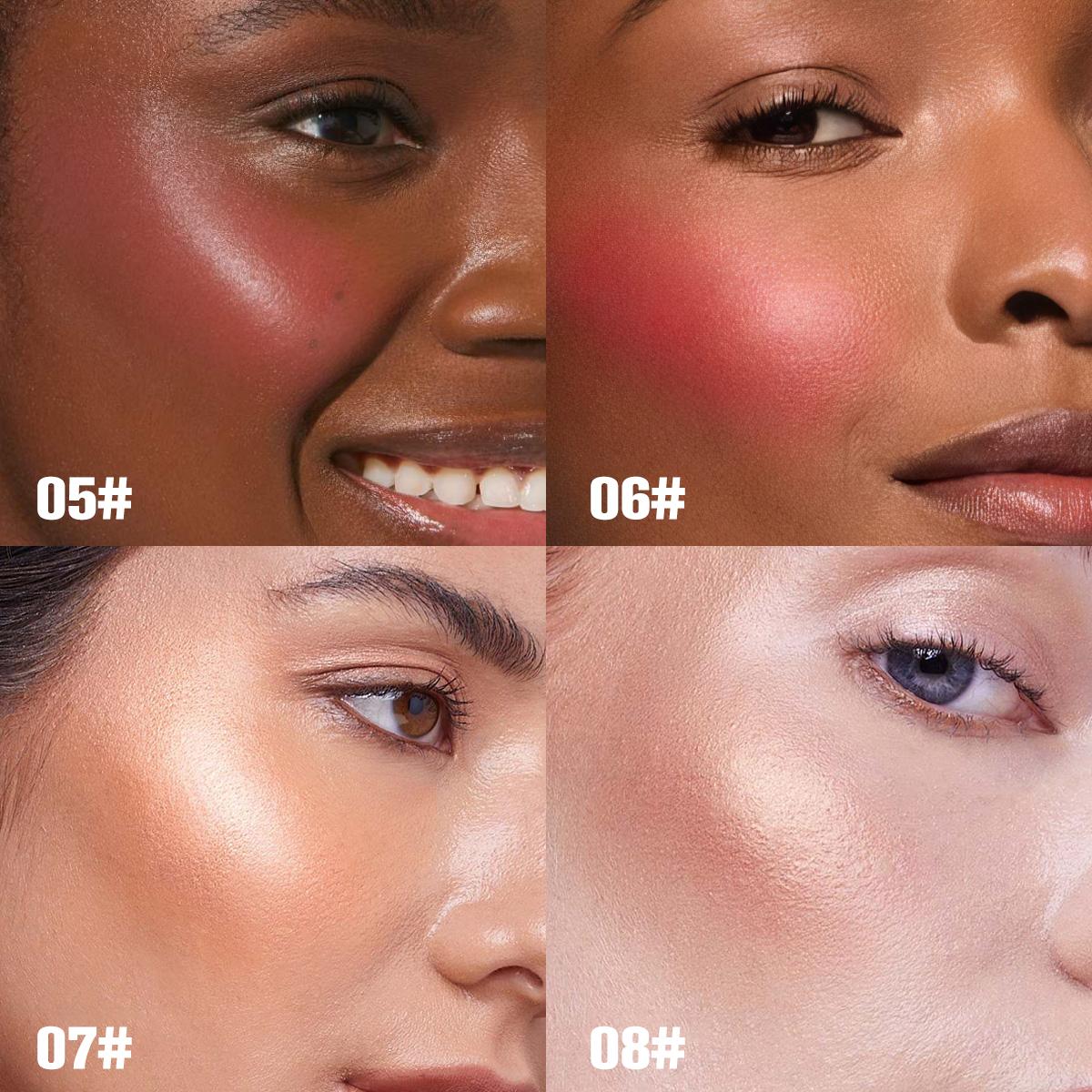 PHOFAY 2-in-1 Blush Highlighter Stick, Dense Brush Head for Flawless Application, Vegan Cream Blush for All Skin Types