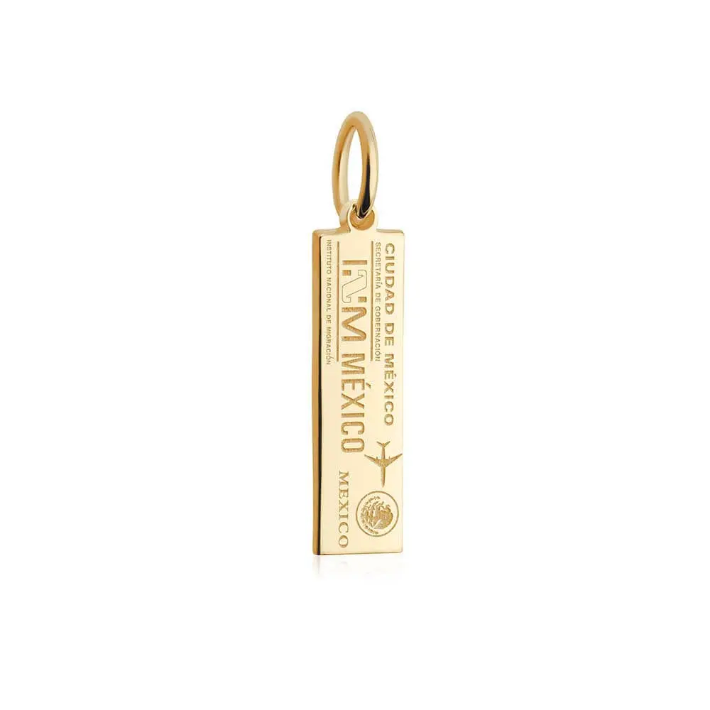 Mexico Passport Stamp Charm Solid Gold Mini
