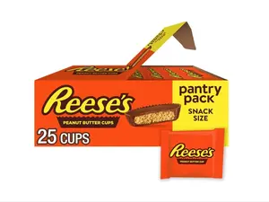 REESE'S Milk Chocolate Snack Size Peanut Butter Cups, Candy Pantry Pack, 13.75 oz (25 Pieces)