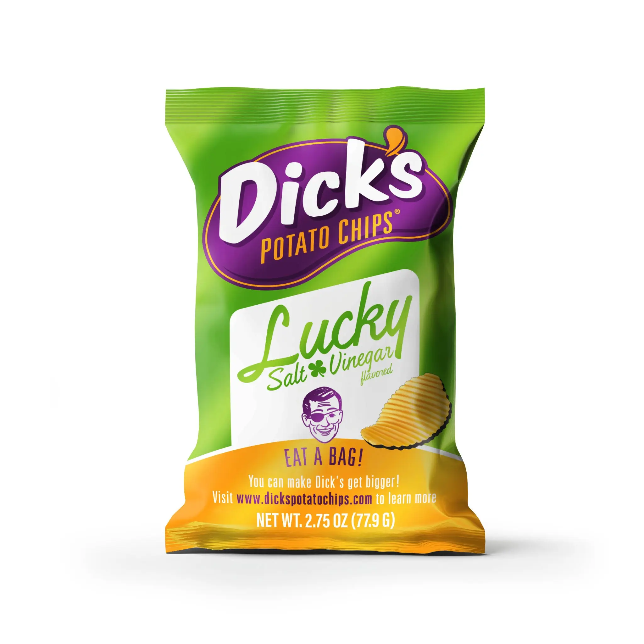 Dick's Lucky Ripple Potato Chips, Salt & Vinegar — 2.75 oz Bags, Case of 16