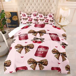 Dr Pepper printed pattern bedding set, including 1 blanket and 1 or 2 pillowcases without pillowcases, soft children's and adult bedroom decoration gifts