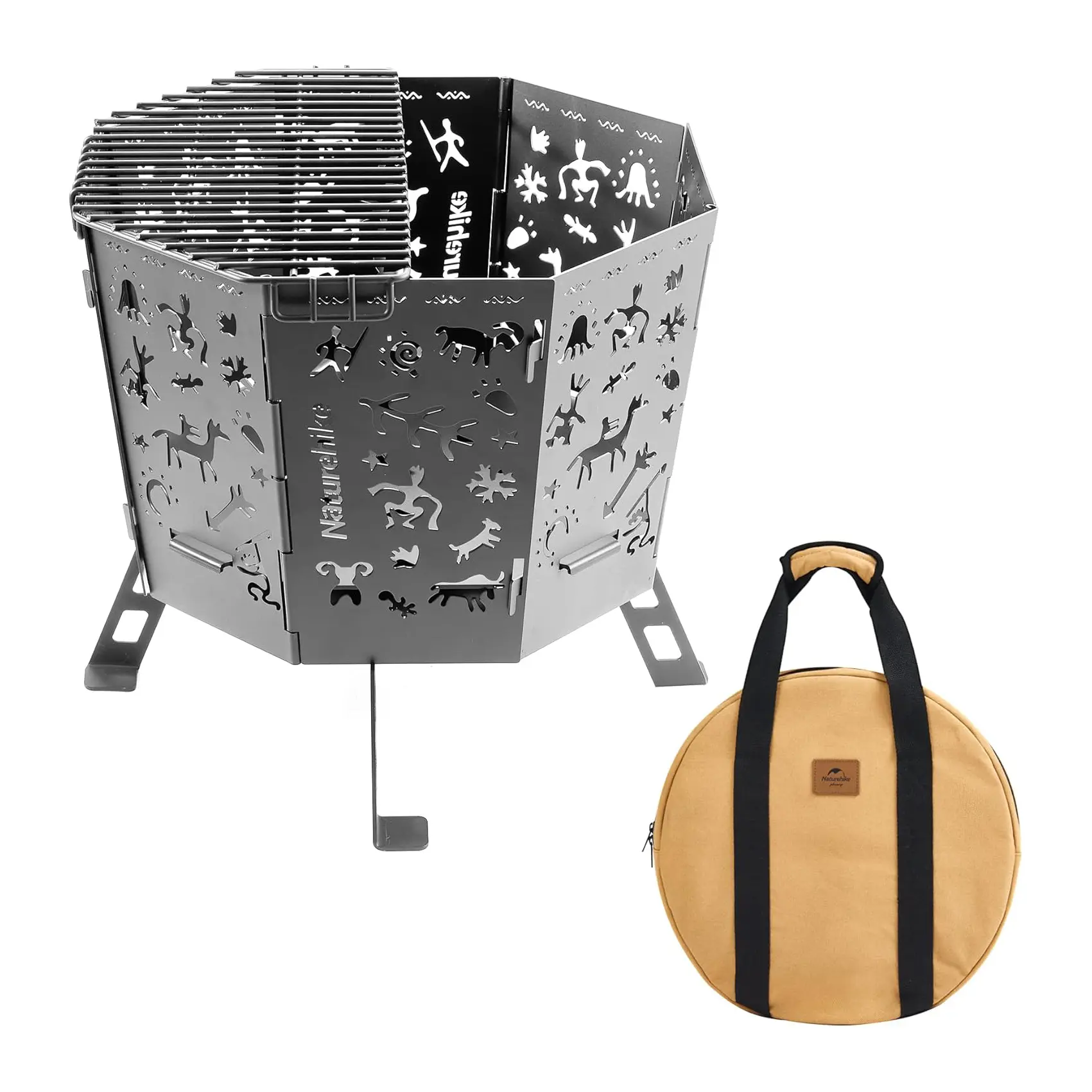 Nauturehike Portable Fire Pit, Foldable Portable Fire Table with Storage Bag, Wood Burning, Cold Weather or Festival Use Nauturehike Hiking Essentials