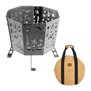 Nauturehike Portable Fire Pit, Foldable Portable Fire Table with Storage Bag, Wood Burning, Cold Weather or Festival Use Nauturehike Hiking Essentials
