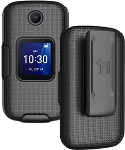 Case with Clip for Go Flip 4 / TCL FLIP Pro / TCL Classic Phone, Nakedcellphone Textured Slim Hard Shell Cover and Rotating Belt Hip Holster Holder Combo for Alcatel 4056W, 4056L, 4056Z, 4056V, 4058C