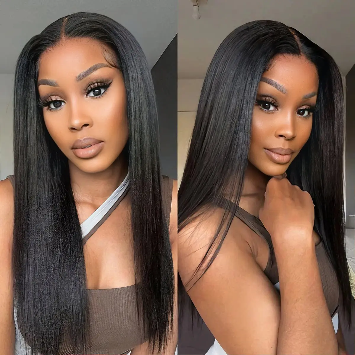 OQ Hair 9x6 HD Yaki Straight Wear Go Wig Glueless Human Hair Wigs M-Cap Pre-Max Invisible Knots Pre-Everything Wigs