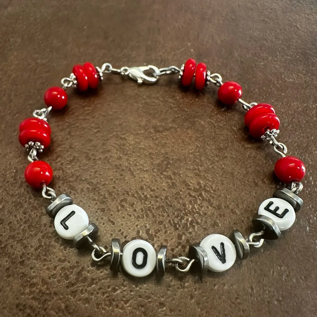 Handmade Red Coral Beaded Bracelet.
