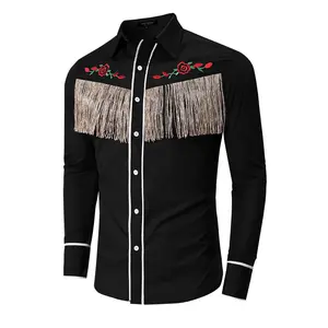 Men's Western Fringe Embroidered Shirt | Vintage Cowboy Style casual outdoor top