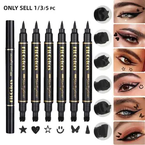 Fit Colors Viral TikTok Dual-Ended Stamp Graphic Eyeliner | Waterproof Sweatproof Smudge-Proof Long-Lasting | Beginner-Friendly Ultra-Fine Tip | Daily Commute/Date/Party Multi-Scene Eyeliner