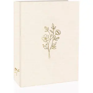 5x7 Photo Album with 100 Pockets for 100 Photos, Linen Fabric Cover Picture Album for Family Weddings Travel Memories (Beige)