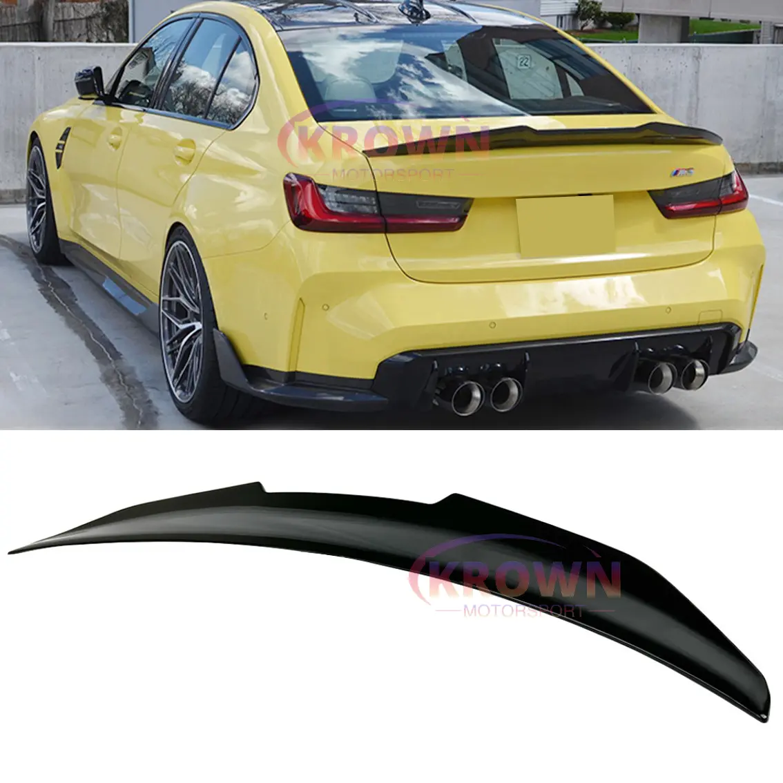 FOR 2019-2024 BMW G20 330i M340i & G80 M3 GLOSSY BLACK PSM STYLE DUCKBILL HIGHKICK TRUNK SPOILER WING