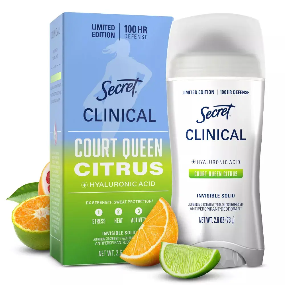 Secret Clinical Strength 100HR Hyaluronic Acid Antiperspirant Deodorant for Women, Court Queen Citrus, 2.6 oz