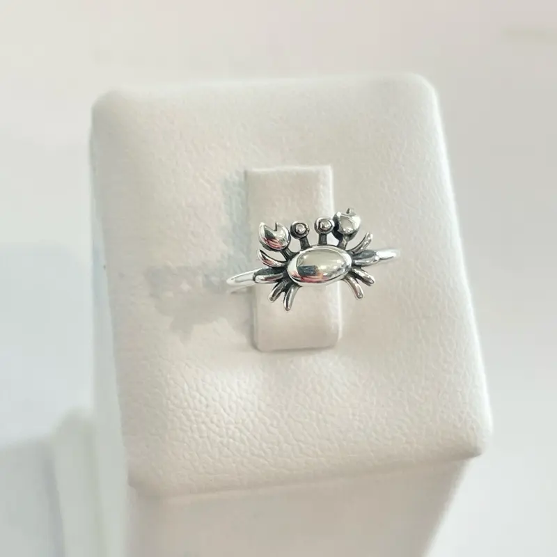 Sterling Silver 925 Crab Cute Dainty Ring Sea Jewelry